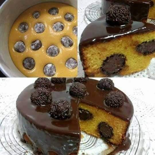 bolo de cenoura recheado com brigadeiro