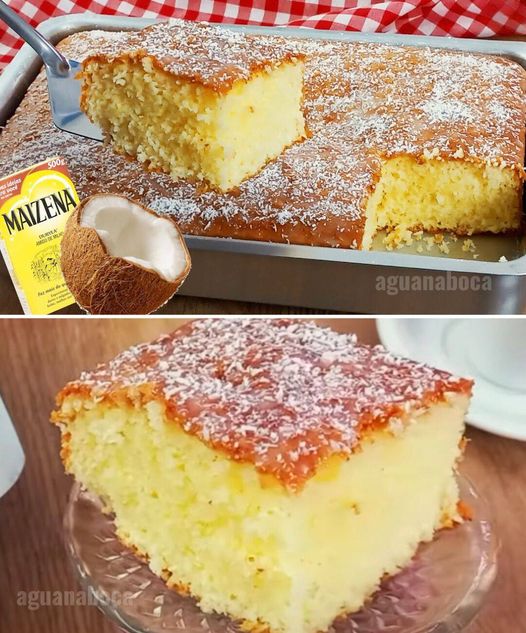 Bolo de maizena com coco