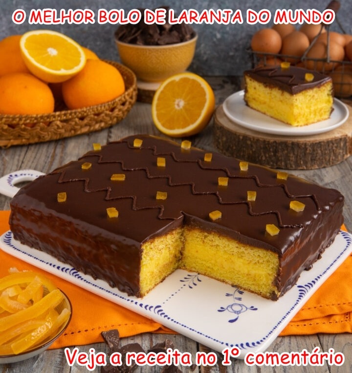 bolo de laranja com calda de chocolate