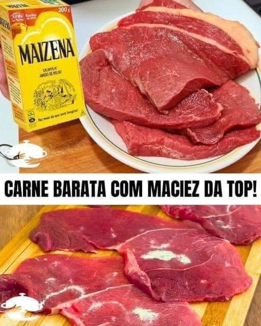 Carne macia com maisena