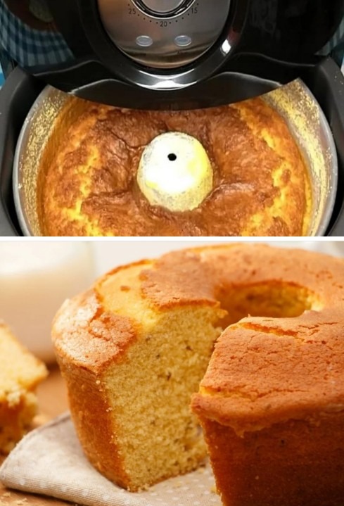 Bolo de fubá cremoso na airfryer